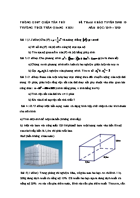Đề tham khảo tuyển sinh vào Lớp 10 môn Toán - Năm học 2019-2020 - Trường THCS Trần Quang Khải (Có đáp án)